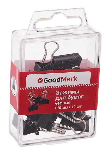 Зажимы для бумаг 15 мм 12 штук, черные, GoodMark - фото 2