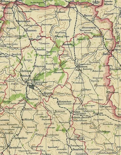 Карта-ретро Тульской губернии, состояние на 1902 г., в картонном тубусе с подвесом - фото 2