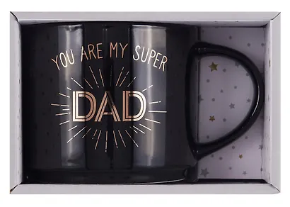 Кружка в подарочной упаковке You are my super Dad (черная) (коробка) (керамика) (12-topsun-202409-04) - фото 1