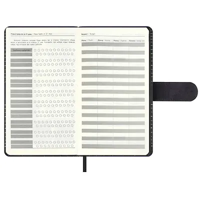 Ежедневник недат. А6+ 120л 110x190 "Тиволи" черный, кожзам, тв.переплет, тисн.фольгой, магнит.клапан, офсет, загругл.углы, справ.мат-лшы, ляссе, инд.уп - фото 10