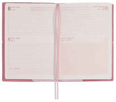 Ежедневник дат. 2026г. А6+ 128л "Шеврет" розовый, кожзам, мягк. переплет, застёжка-резинка, закладка, тисн. фольгой, офсет, справ.мат-лы, 2 ляссе, инд.уп - фото 8