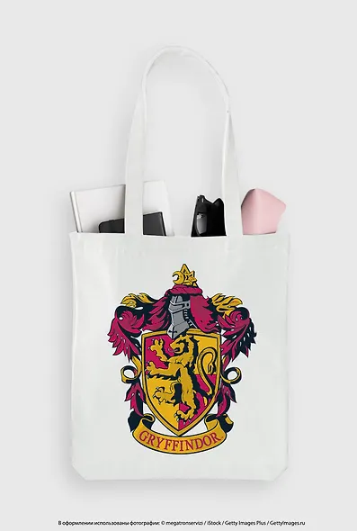 Сумка. Гриффиндор (белая, 38х43 см, длина ручек 58 см) - фото 5