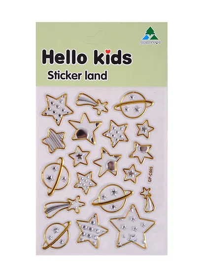 Наклейки с обводкой Космос (серебро, золото), 13 х 21,7 см , PVC - фото 1