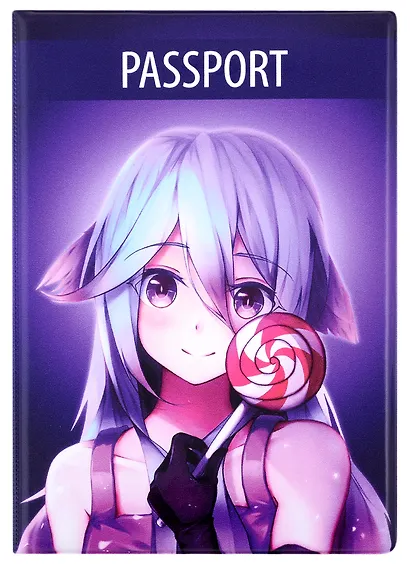 Обложка для паспорта Аниме Девушка с леденцом (Сёдзё) (цветная) (ПВХ бокс) - фото 1