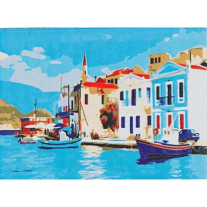 Холст с красками по номерам Цветные домики на причале (HS071) (22х30см) (13цв) (Рыжий Кот) (3+) (коробка) - фото 1