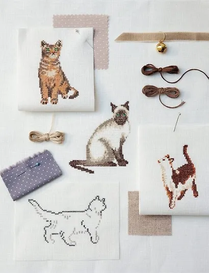 Любимые французские вышивальщицы. Загадочные кошки, вышитые крестом (оранжевый корешок) - фото 3