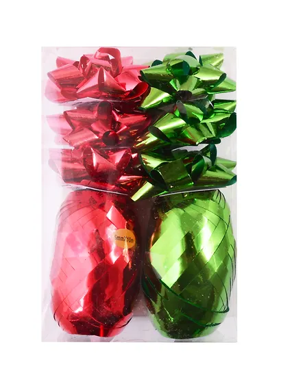 Набор для упаковки 2 кокона, 6 бантов, красный+зелёный, подвес - фото 1