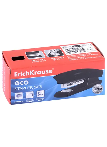Степлер №24/6 30л "Eco" ассорти, к/к, Erich Krause - фото 2