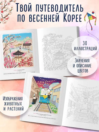Весеннее путешествие по Корее. Раскраска-антистресс - фото 5