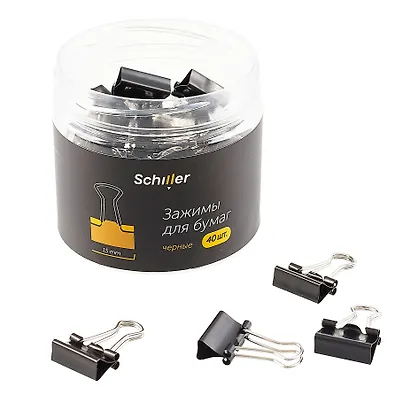 Зажимы для бумаг 15мм 40шт черные, пласт/уп - фото 2