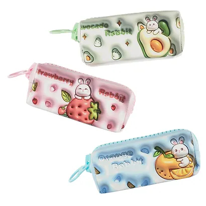 Пенал с большой молнией "Каваи" эффект 3D, ассорти - фото 2