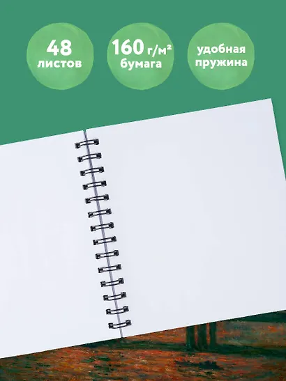 Скетчбук 197*197 48л "Клод Моне" тв.обложка, спираль - фото 4