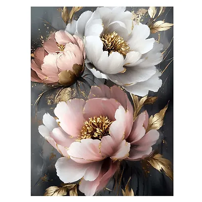 Алмазная мозаика "Пионы с золотом" 30х40 см. - фото 1