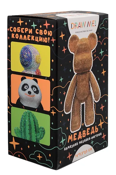 Алмазная мозаика на фигурке Draw Me! "Золотой мишка", (14*9,5*23 см) - фото 2
