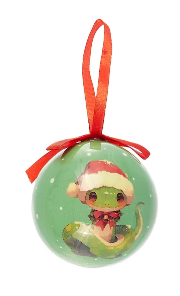 Елочный шар НГ Змейка (пластик) (7,5см) (ПВХ Бокс) (12-TianJian-XL-01) - фото 2