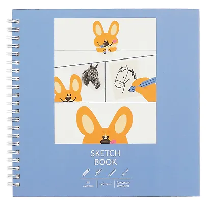 Скетчбук 195*195 40л "Супер коржик" белый офсет, 140г/м2, тв.обложка, евроспираль - фото 1