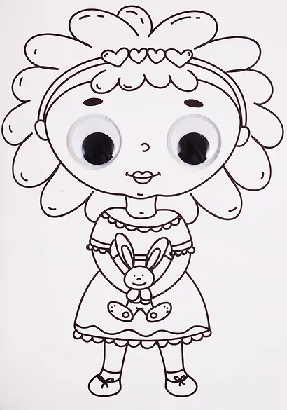 Раскраска с глазками. Девочка - фото 3
