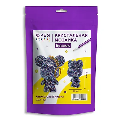 Набор для творчества Фрея. Алмазная мозаика «Фиолетовый мишка», 5,5 х 6,5 см - фото 1