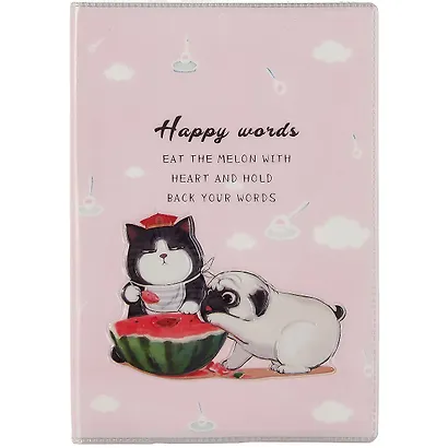 Записная книжка А6- 70л лин. "Happy words" ПВХ-обл., ассорти - фото 4