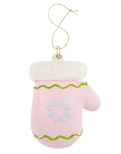 Новогоднее подвесное украшение Варежка розовая (пластик) (ПВХ бокс) (9см) (12-09305-N2) - фото 1