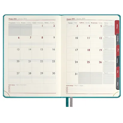 Ежедневник дат. 2025г. А6+ 176л 126х174 "Тиволи глосс" зеленый, кожзам, тв.переплет, блинт.тиснение, вырубка, офсет, ляссе - фото 9