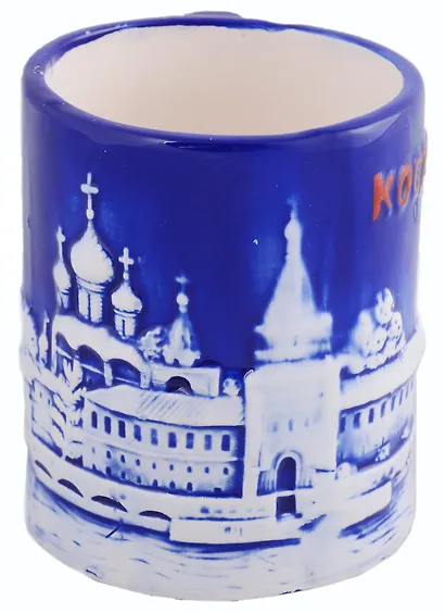 Кружка Кострома цв.синий (фарфор)(300мл) - фото 3