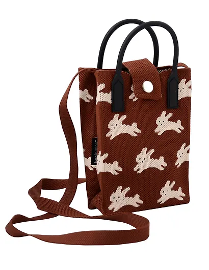 Сумочка вязаная с застежкой Кролики (12х18х6) (текстиль) (12-Yiheng-0607) - фото 1