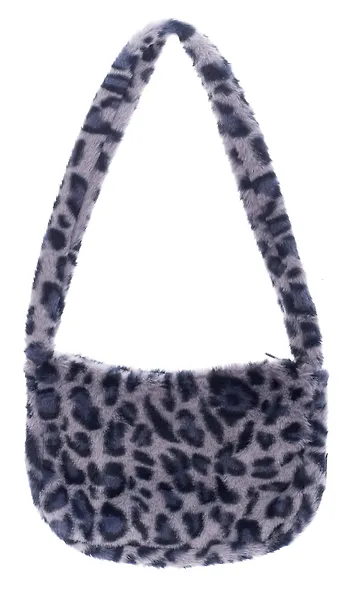 Сумочка на молнии кросс-боди Леопардовый принт (серая) (плюш) (30х20) (12-38092-202411-B29) - фото 2