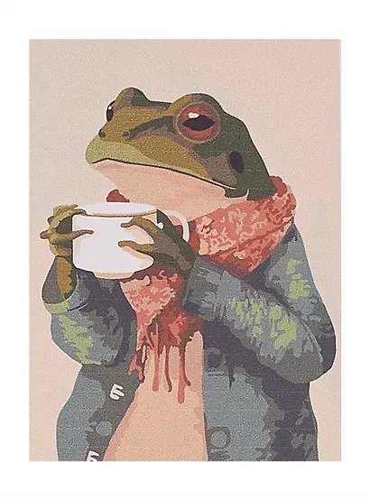 Картина по номерам "Лягушка с кофе", на подрамнике, 30х40 см - фото 1