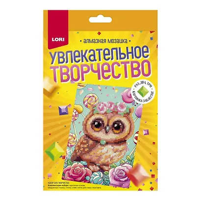 Алмазная мозаика 15*20 детская (неполное заполнение) "Совушка" - фото 2