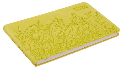 Еженедельник дат. 2026г. 64л 150x87 мм 150x87 мм "Виннер" желтый, кожзам, мягк.переплет, блинт.тиснение, офсет, карманный, горизонт, справ.мат-лы, закругл.углы, ляссе, инд.уп - фото 2