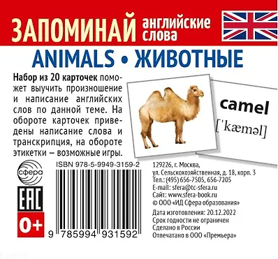 Комплект мини-карточек для изучения английского языка. Запоминай английские слова (7 в 1) - фото 4