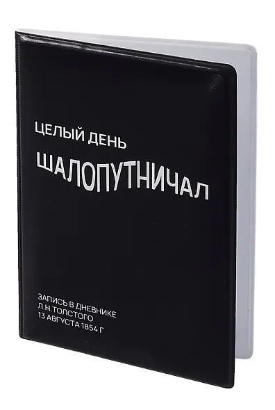 Обложка для паспорта Целый день шалопутничал (черная) (ОП2024-439) Bookvalno - фото 4