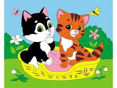 Набор для творчества Рыжий Кот. Холст с красками «Котята в корзине», 20х25 см - фото 1
