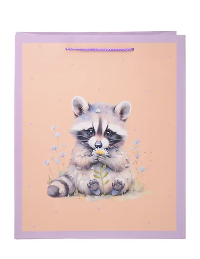 Пакет А4 32*26*12 "Енот с цветком" дет., бум.мат.ламинат - фото 2