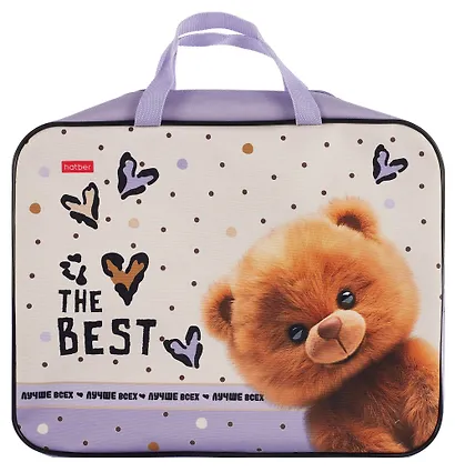 Папка для тетрадей А4 "Пушистый мишка" 35*26,5*4 см, ткань - фото 1