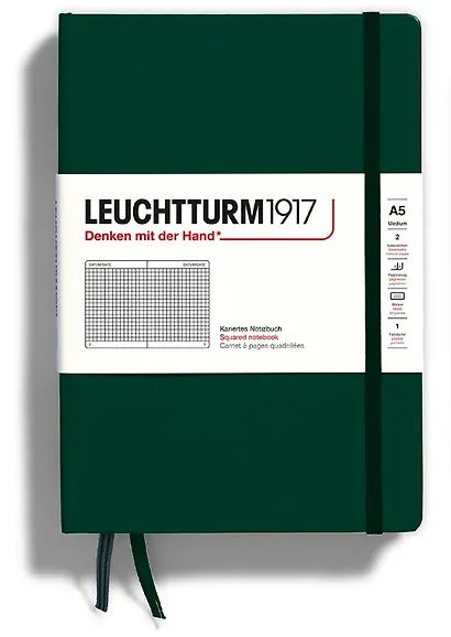 Книга для записей A5 125л кл. "Medium" тв.обложка, цвет Зеленый лес, Leuchtturm1917 - фото 1
