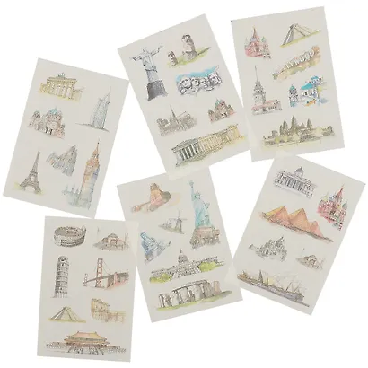 Наклейки бумажные Достопримечательности, 19*10, (6 листов) - фото 2