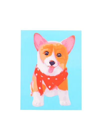 Холст с красками 17х22см по номерам (в коробке) (13цв.) Улыбающаяся корги с шарфиком (Арт. ХК-8113) - фото 1