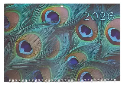 Календарь квартальный 2026г 305*680 "Перья" настенный, трёхблочный, спираль - фото 2