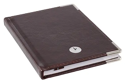 Записная книжка А6 80л кл. "SILVER. Коричневый" 7БЦ, обл.кож.зам, тиснение серебр.фольгой, 2 ляссе - фото 2