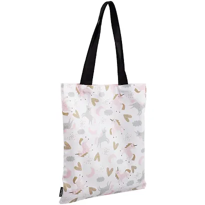 Сумка-шоппер Единороги и сердечки цветная, текстиль 40см.*32см. - фото 2