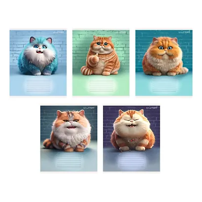 Тетрадь 24л лин. "Осторожно, кот!" мел.картон, офсет 60г/м2, поля, ассорти - фото 1