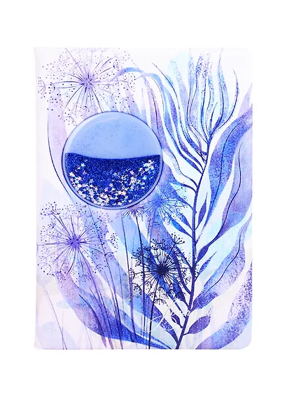 Ежедневник недат. А5 120л "Одуванчики" кожзам, тв. переплет с поролоном, тонир.блок, блестки, ляссе - фото 3