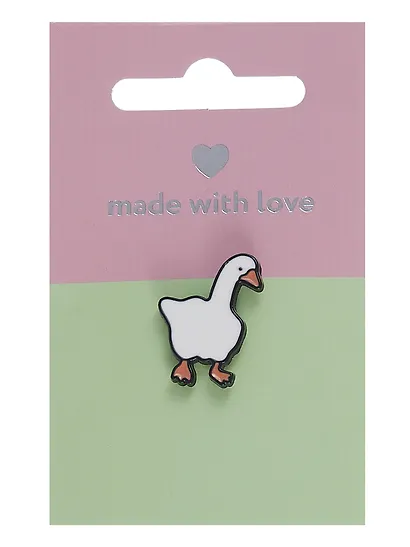 Набор металлических значков (3шт.) (Значок Голубь с хлебом Значок Гусь Значок Котик Манэки-нэко) (металл) - фото 6