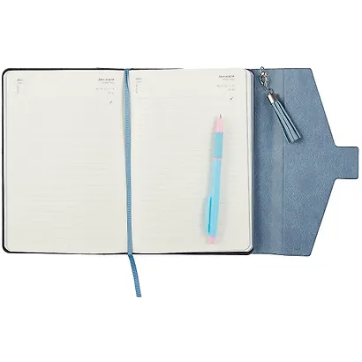 Ежедневник недатированный "Наппа", А5, 120 листов, сизо-синий - фото 3