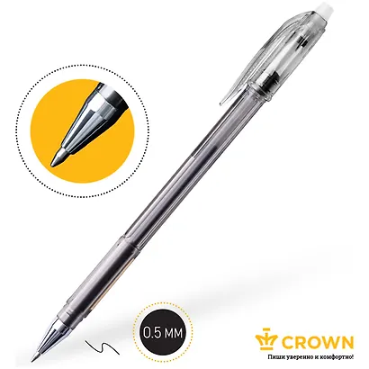 Ручка гелевая Crown, Erasable, пиши-стирай черная 0,5 мм - фото 5