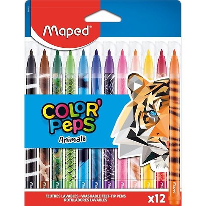Фломастеры «Animals» Maped, 12 цветов, смываемые - фото 3