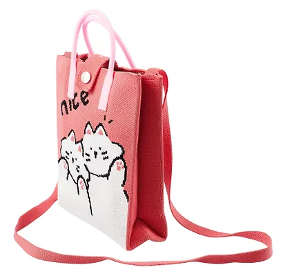 Сумочка вязаная с застежкой Котики Nice (18х22х7) (текстиль) (12-YiHeng-182201) Bookvalno - фото 3