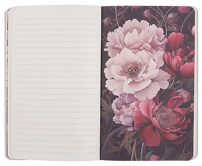 Книга для записей 130*210 32л "Creative. Inspired by William Morris (пионы на темном фоне)" скрепка - фото 6